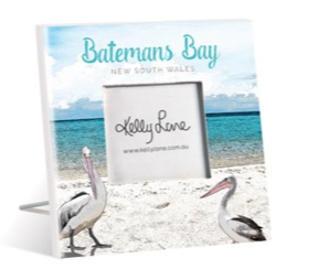 Batemans Bay, Pelican (on sand), Frame - 20 x 20cm