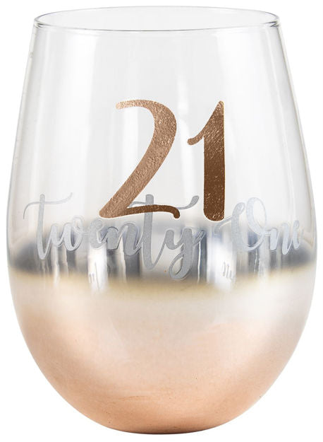 21 Rose Gold Stemless Wine Glass