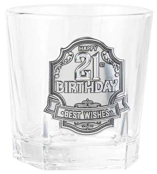 21 Badge Whisky Glass