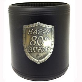 80TH SILVER SHIELD - BLACK STAINLESS STEEL CAN COOLER - BOXED