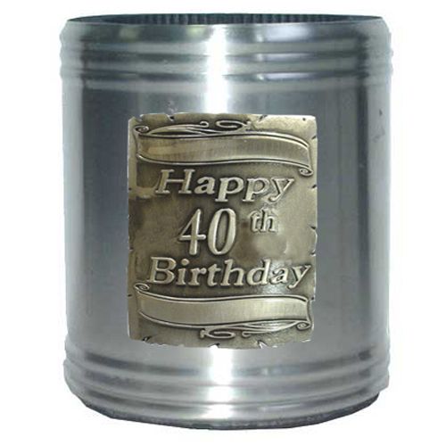 40TH SILVER SQUARE - SATIN FINISH -  STAINLESS STEEL CAN COOLER* -  BOXED