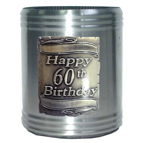 60TH SILVER SQUARE SATIN FINISH STAINLESS STEEL CAN COOLER