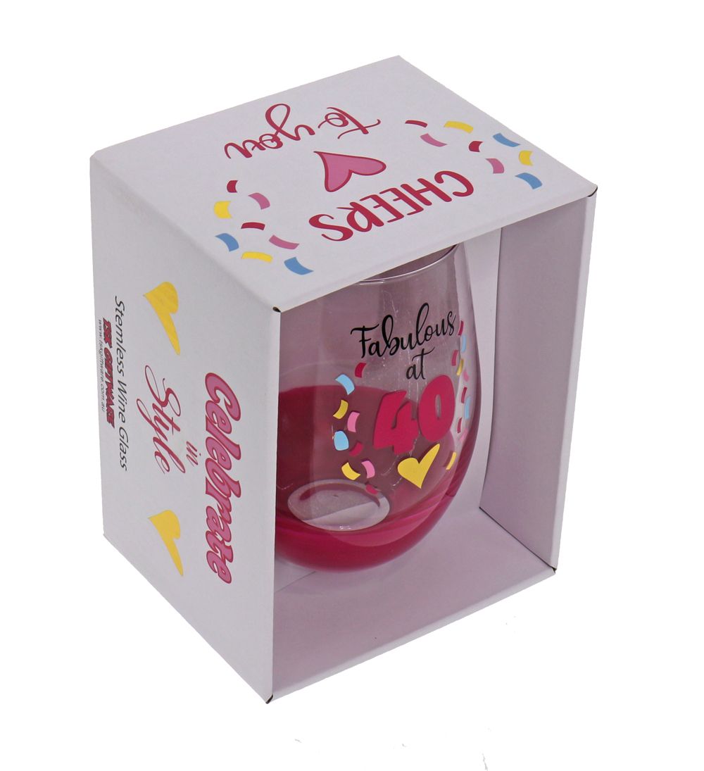 Fabulous 40 Stemless Wine Glass