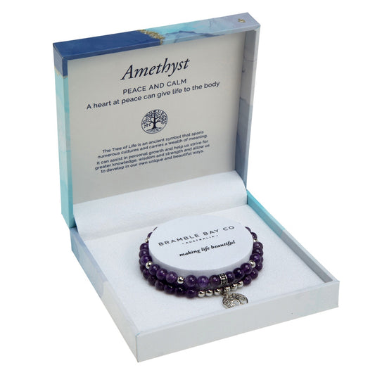 Tree of Life Duo Bracelet Set – Amethyst Rhodium | Bramble Bay Co