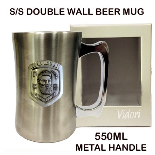NED KELLY - STAINLESS STEAL DOUBLE WALL BEER MUG