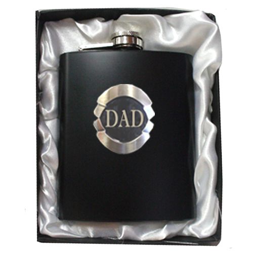 DAD - SILVER BLACK BADGE MATT BLACK FLASK - BOXED 190ML