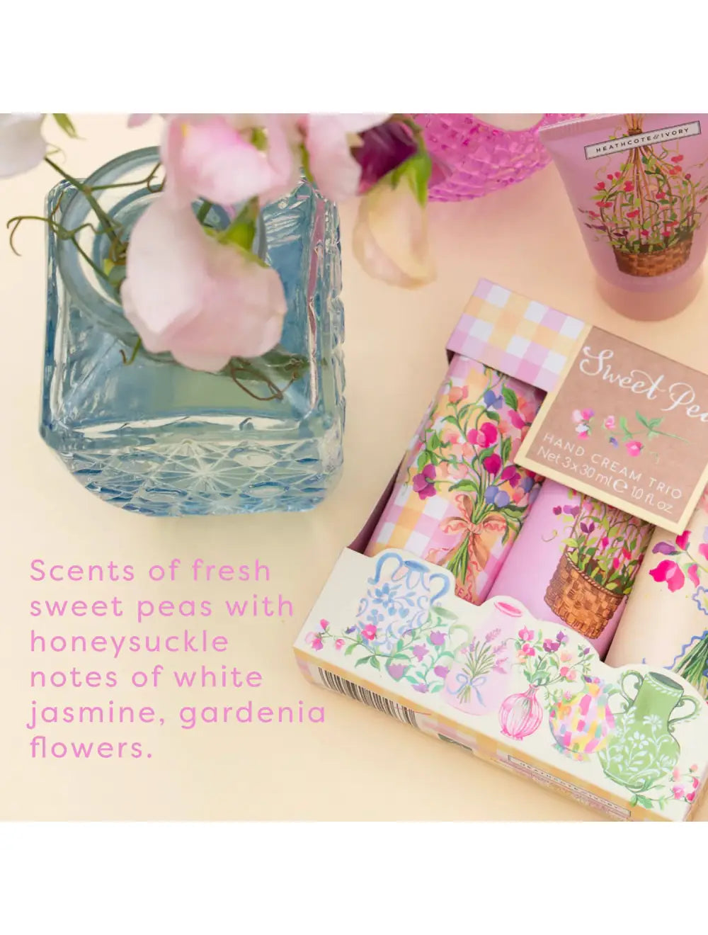 Sweet Pea Hand Cream Trio | Heathcote & Ivory