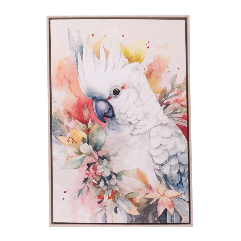 Native Blooms Cockatoo Framed Canvas 94 x 64cm | Splosh