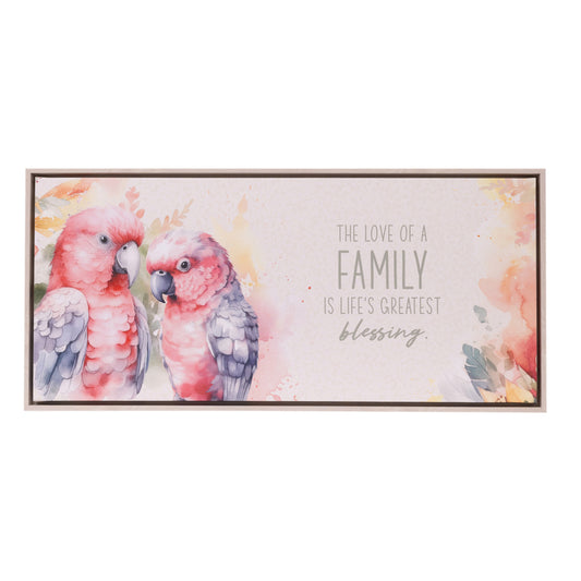Native Blooms Galah Framed Canvas 94 x 44cm | Splosh