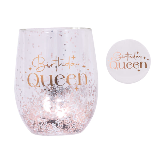 Celebration Birthday Glitter Stemless Glass & Badge Set | Splosh