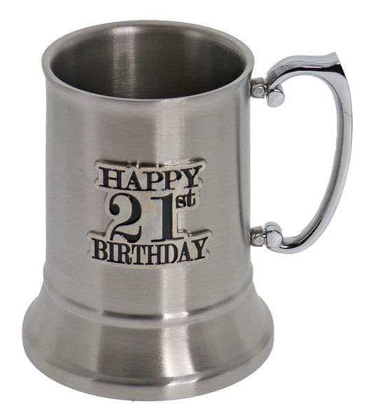 21st Badge Stainless Steel Beer Mug