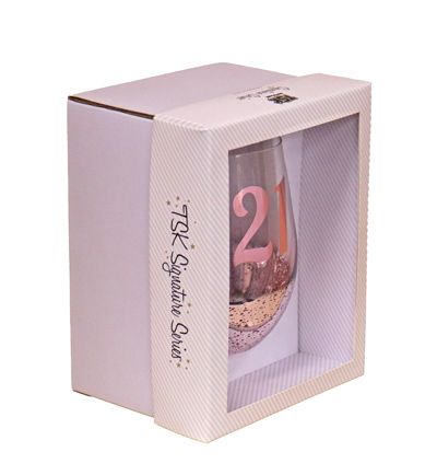 21 Pink Metaglitz Stemless Wine Glass