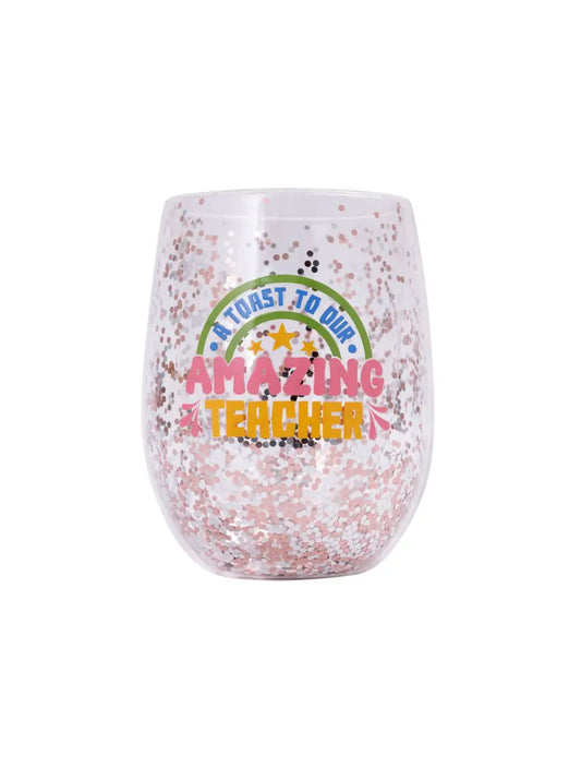 Teacher Amazing Glitter Wine Glass | Splosh