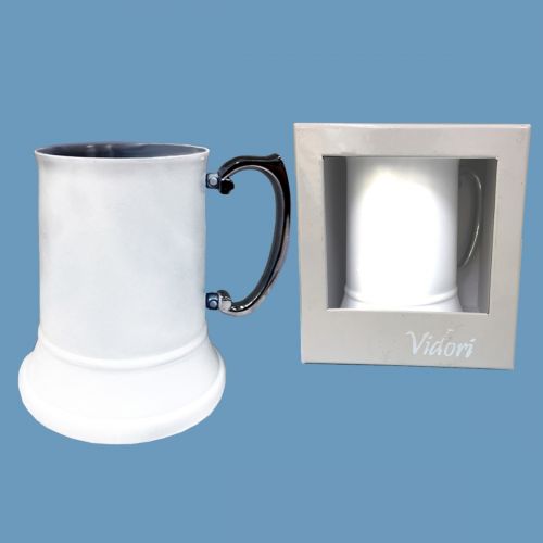 MATT WHITE S/S BEER MUG BOXED 450ML