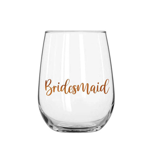 BRIDESMAID STEMLESS WINE - Rose Gold 600ml