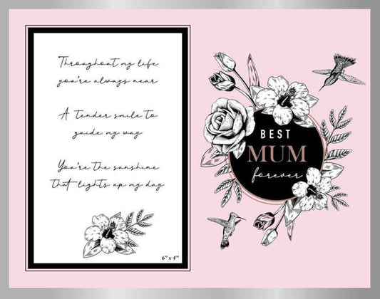 PINK HUMMINGBIRD MUM GLASS PHOTO FRAME