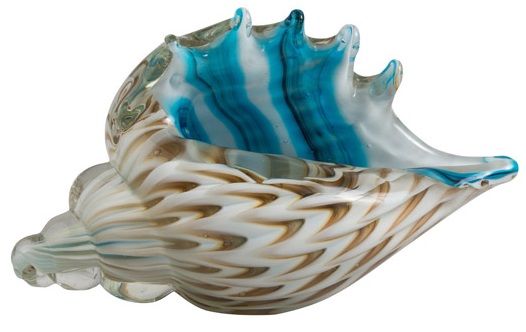 COLOURED GLASS SHELL 16 x 8 x 9.5CM