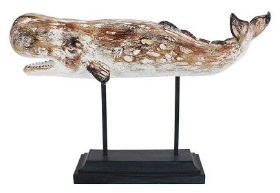 RESIN SPERM WHALE LIMED DRIFTWOOD 45.5 x 14 x 30CM