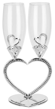 Silver with Diamond Glass Flutes