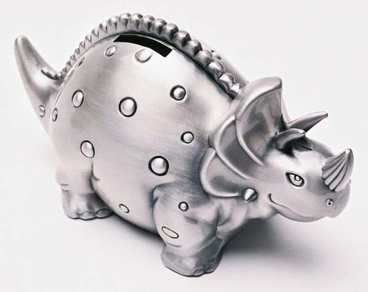 Triceratops Money Bank - Pewter Finish