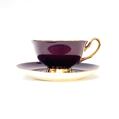 Aubergine Teacup and Saucer