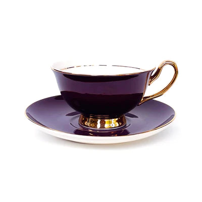 Aubergine Teacup and Saucer