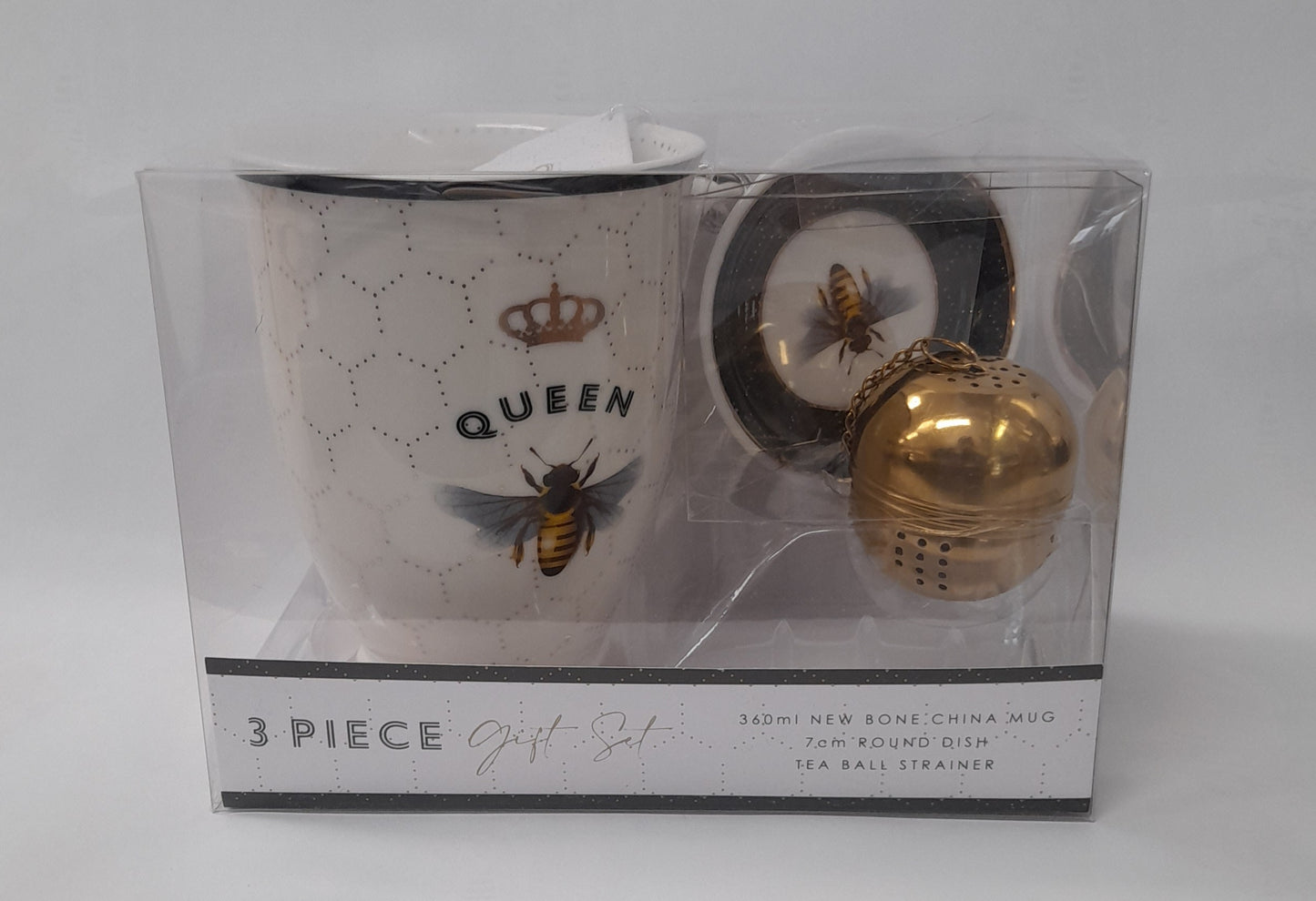 QUEEN BEE MUG/DISH/STRAINER GIFT SET