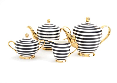 Navy Stripe Teapot