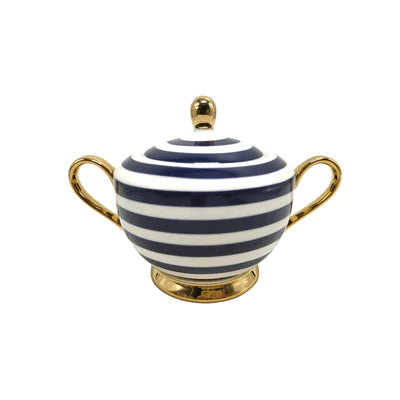 Navy Stripe Sugar and Creamer Set