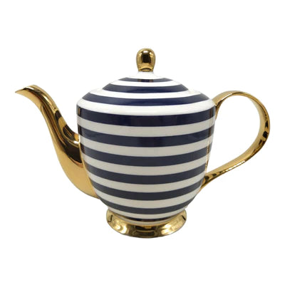 Navy Stripe Teapot