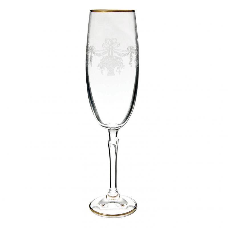 Bohemia Crystal Celebration Gold Rim Champagne Glass Flute 2pcs