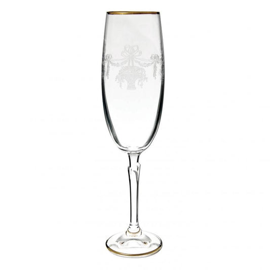 Bohemia Crystal Celebration Gold Rim Champagne Glass Flute 2pcs