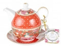 Tea for One Set Floral Garden Red