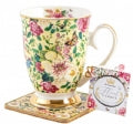 Mug & Coaster set - Floral Garden Cream