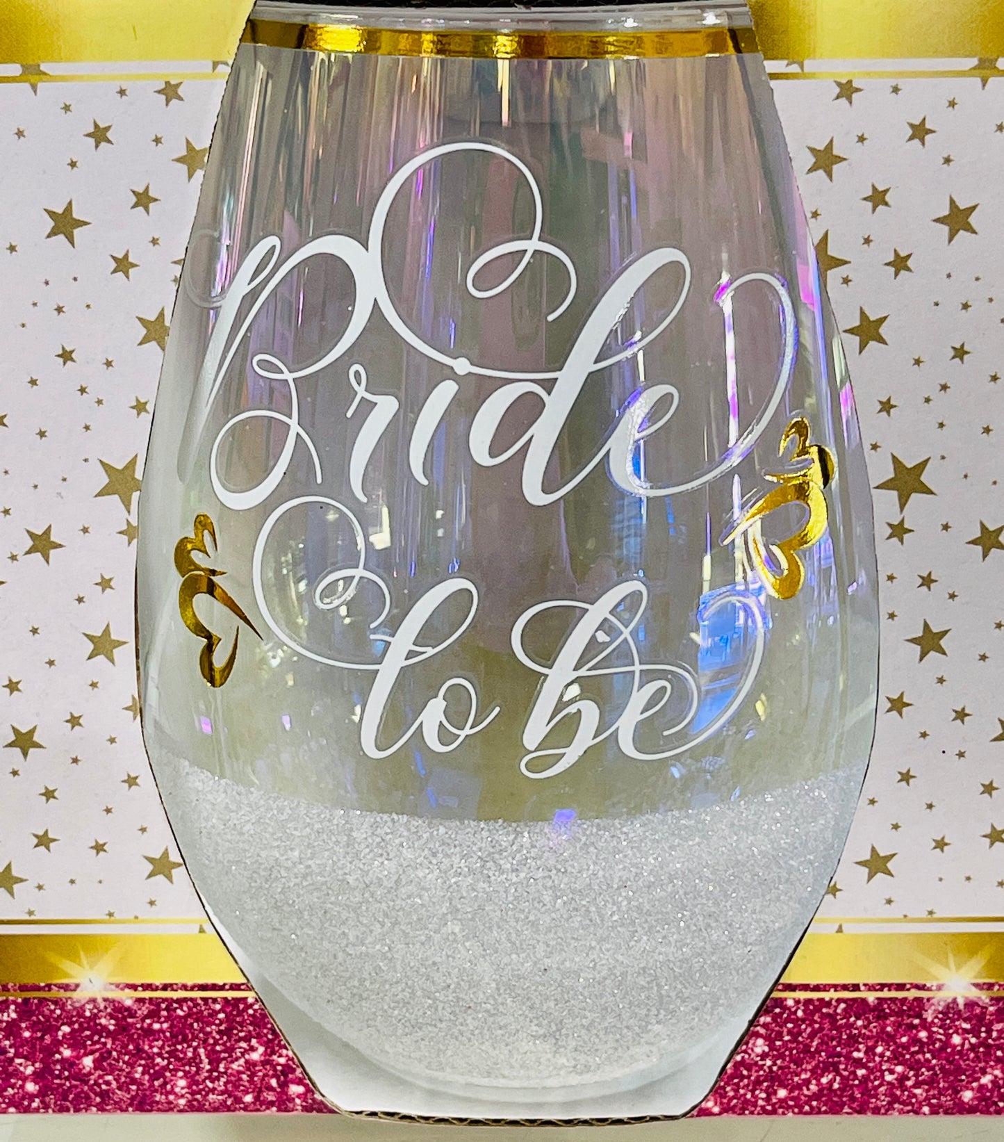 Stemless Wine Glass Glitterati Bride to Be