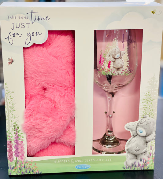 Me to You Tatty Teddy wine glass & Slippers