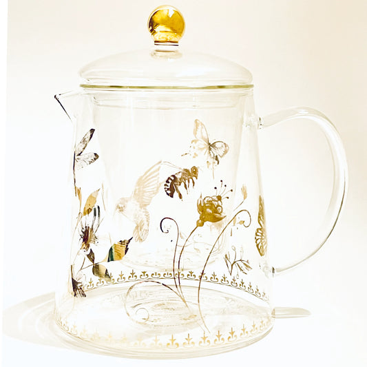 LyndalT Glass Teapot in Garden theme 800ml