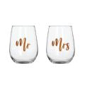 Stemless Wine Glass Mr & Mrs Rose Gold set of 2