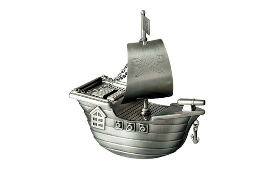 Bank Jolly Rodger Pirate ship pewter finish