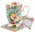 Mug & Coaster set - Floral Garden Powder Blue