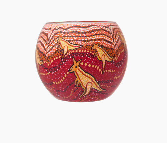 Aboriginal Kangaroo Sunset Tealight Candle Holder