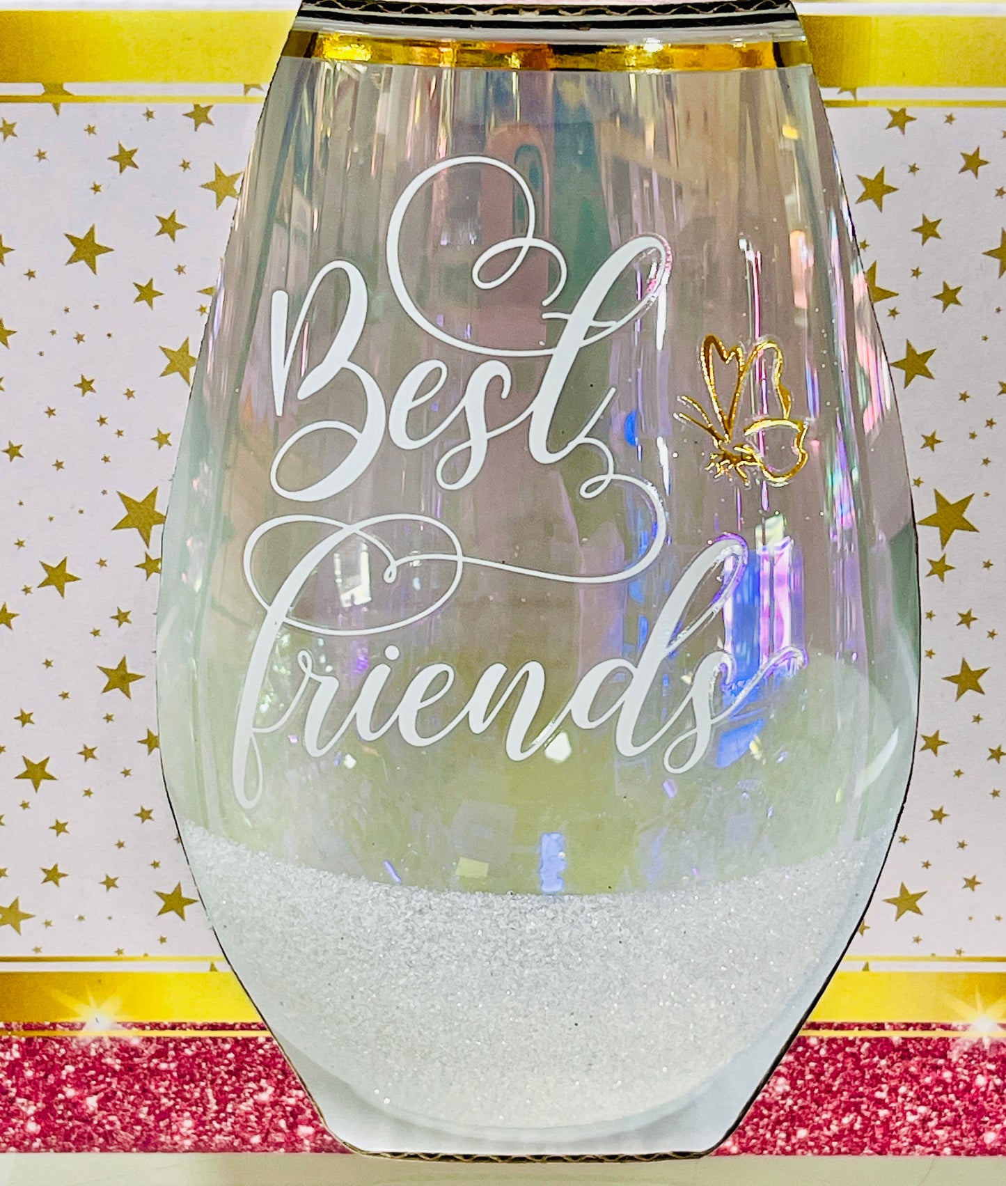 Stemless Wine Glass Glitterati Best Friend