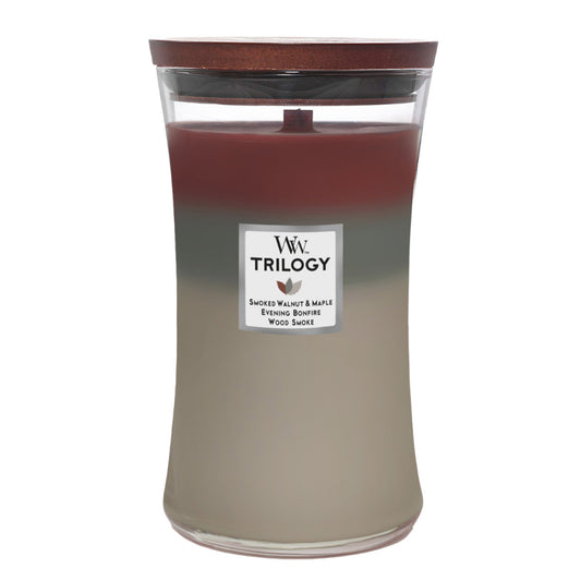 WoodWick Autumn Embers Trilogy (Smoked Walnut & Maple/Evening Bonfire/Wood Smoke) - Large